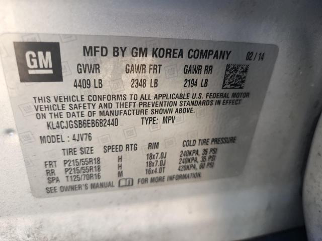 KL4CJGSB6EB682440 - 2014 BUICK ENCORE 银色 照片 12