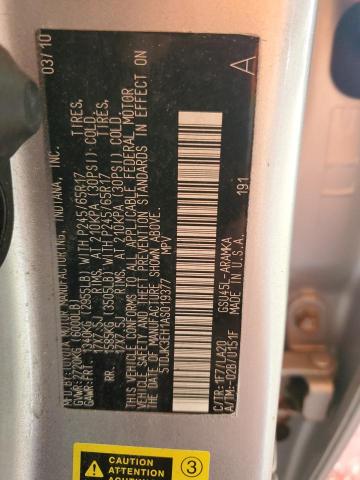 5TDJK3EH1AS019377 - 2010 TOYOTA HIGHLANDER SE SILVER photo 13