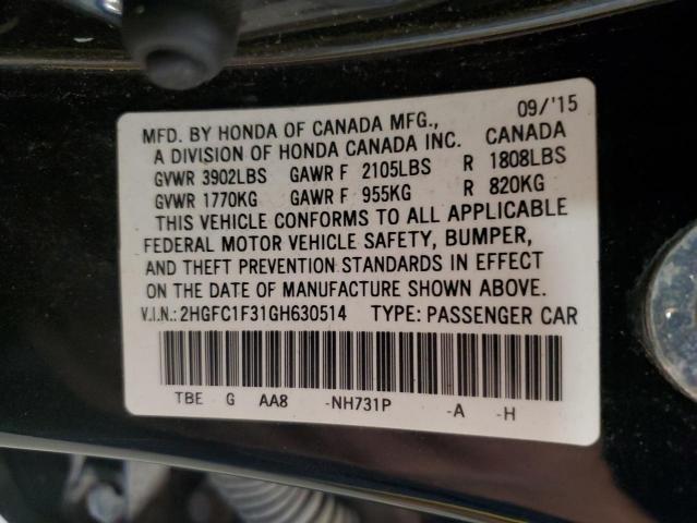 2HGFC1F31GH630514 - 2016 HONDA CIVIC EX BLACK photo 12