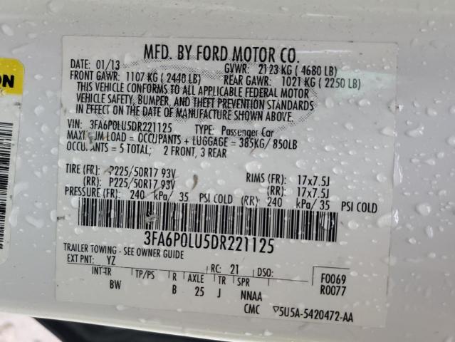 3FA6P0LU5DR221125 - 2013 FORD FUSION SE HYBRID Ağ foto 12