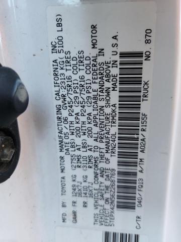5TEPX42N56Z268769 - 2006 TOYOTA TACOMA თეთრი ფოტო 12