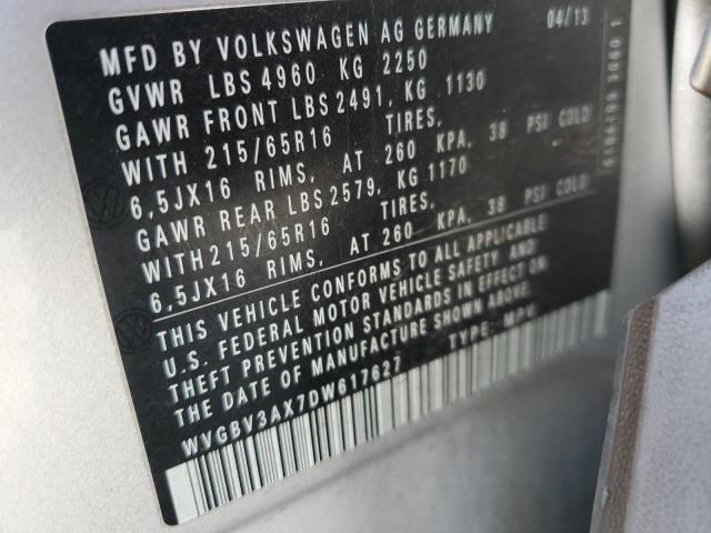 WVGBV3AX7DW617627 - 2013 VOLKSWAGEN TIGUAN S SILVER photo 12