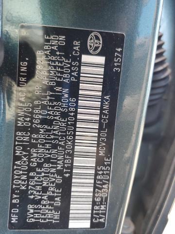 4T1BF30K65U104806 - 2005 TOYOTA CAMRY LE GREEN photo 12