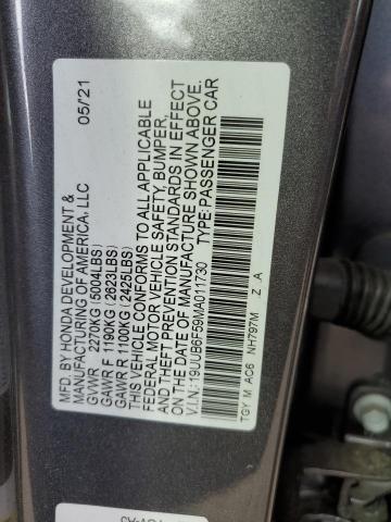 19UUB6F59MA011730 - 2021 ACURA TLX TECH A GRAY photo 12