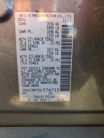 5N1AT2MT7GC774715 - 2016 NISSAN ROGUE S GRAY photo 13