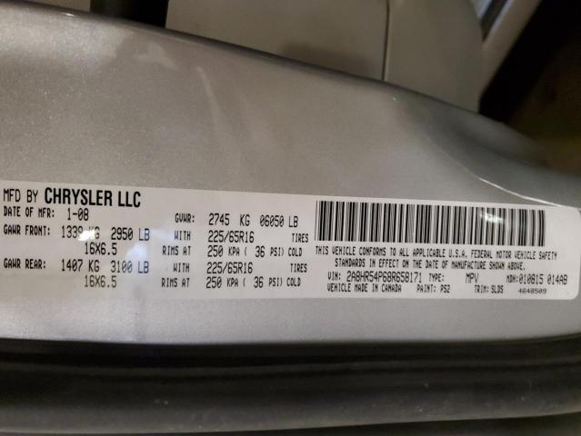 2A8HR54P68R658171 - 2008 CHRYSLER TOWN & COU TOURING SILVER photo 13