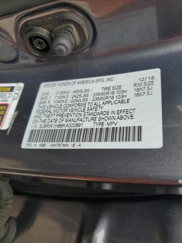 5J6RW1H88KA000891 - 2019 HONDA CR-V EXL GRAY photo 13