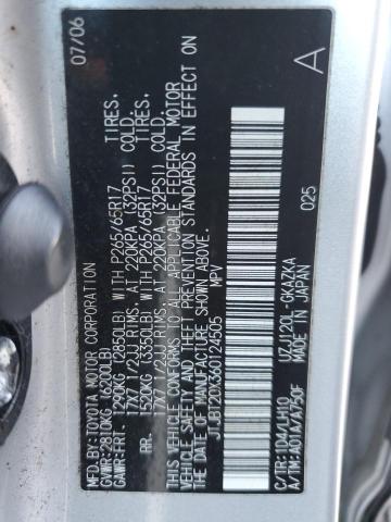 JTJBT20X360124505 - 2006 LEXUS GX 470 SILVER photo 14