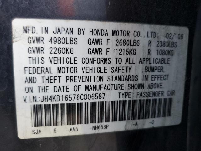 JH4KB16576C006587 - 2006 ACURA RL GRAY photo 12