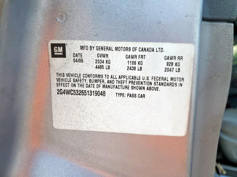 2G4WC532651319048 - 2005 BUICK LACROSSE CX Negro foto 13