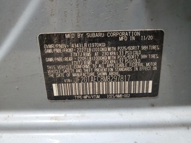 JF2GTAEC8M8297817 - 2021 SUBARU CROSSTREK PREMIUM GRAY photo 13