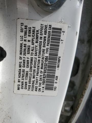 19XFB2F9XDE021084 - 2013 HONDA CIVIC EXL თეთრი ფოტო 12