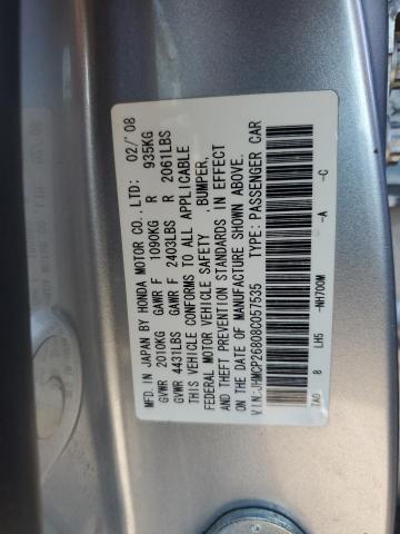 JHMCP26808C057535 - 2008 HONDA ACCORD EXL SILVER photo 12