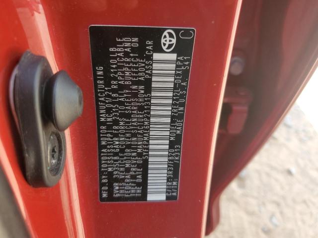 5YFEPMAE6MP211315 - 2021 TOYOTA COROLLA LE Червоний фото 12