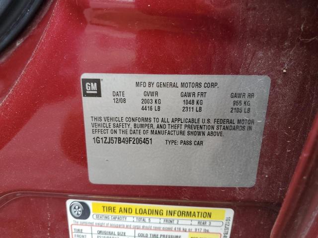 1G1ZJ57B49F206451 - 2009 CHEVROLET MALIBU 2LT 红色 照片 12