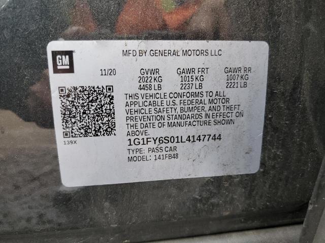 1G1FY6S01L4147744 - 2020 CHEVROLET BOLT EV LT CHARCOAL photo 12