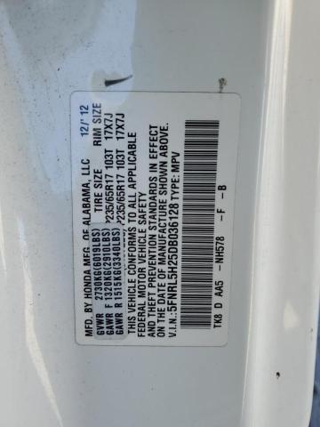 5FNRL5H25DB036128 - 2013 HONDA ODYSSEY LX თეთრი ფოტო 13