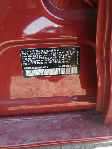 WVWBN7AN8DE552979 - 2013 VOLKSWAGEN CC SPORT RED photo 12