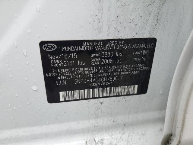 5NPDH4AE4GH789617 - 2016 HYUNDAI ELANTRA SE WHITE photo 12