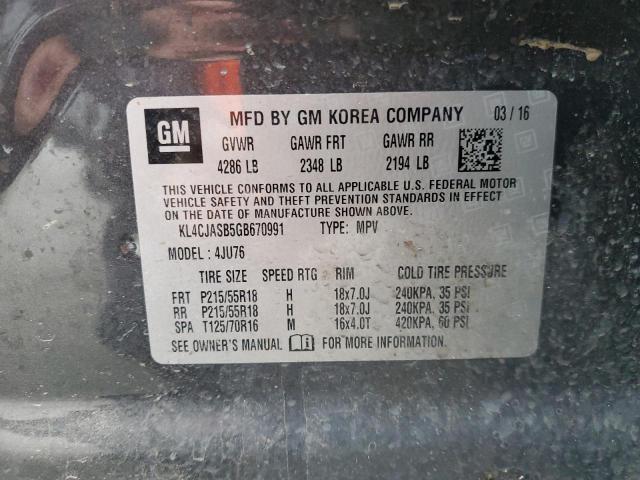 KL4CJASB5GB670991 - 2016 BUICK ENCORE CHARCOAL photo 12