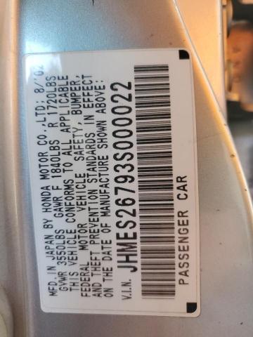 JHMES26793S000022 - 2003 HONDA CIVIC EX فضي صورة 12