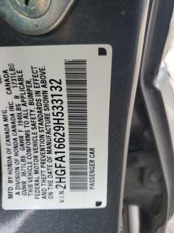 2HGFA16629H533132 - 2009 HONDA CIVIC LX-S GRAY photo 12