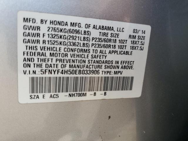 5FNYF4H50EB033906 - 2014 HONDA PILOT EXL Gümüş foto 13