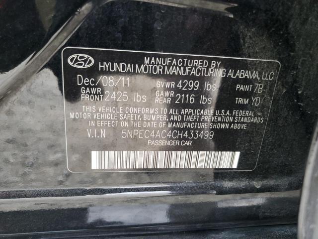 5NPEC4AC4CH433499 - 2012 HYUNDAI SONATA SE أسود صورة 12