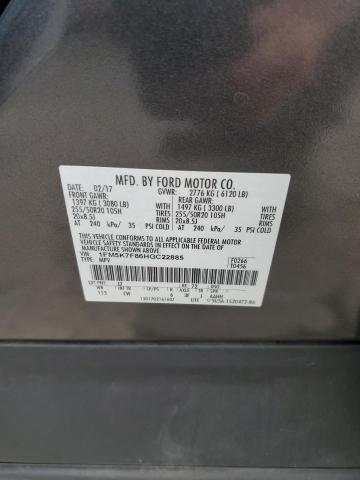 1FM5K7F86HGC22885 - 2017 FORD EXPLORER LIMITED ნაცრისფერი ფოტო 12