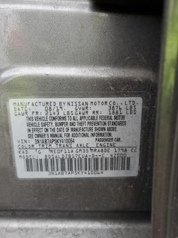 3N1AB7AP5KY410064 - 2019 NISSAN SENTRA S GRAY photo 12