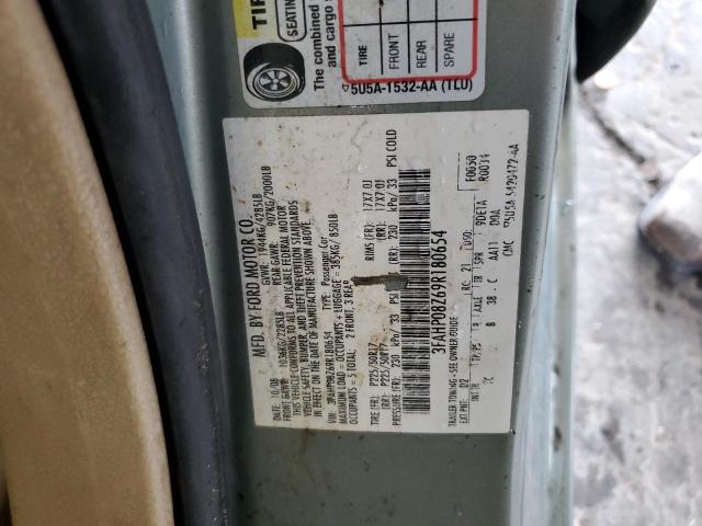 3FAHP08Z69R180654 - 2009 FORD FUSION SEL GRAY photo 12