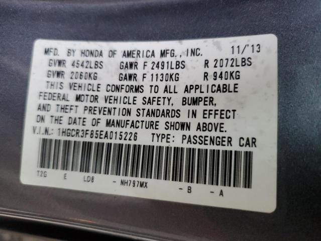 1HGCR3F85EA015226 - 2014 HONDA ACCORD EXL GRAY photo 12