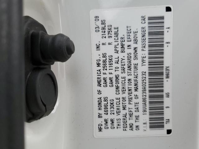 19UUA86239A025232 - 2009 ACURA TL WHITE photo 12