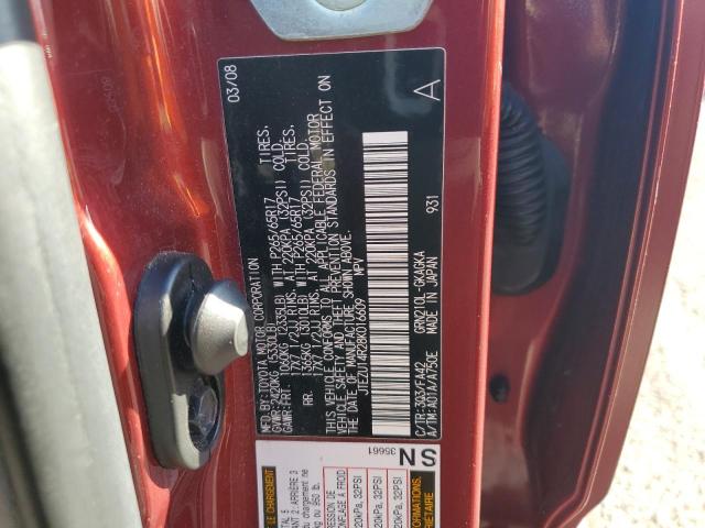 JTEZU14R28K016609 - 2008 TOYOTA 4RUNNER SR5 RED photo 13