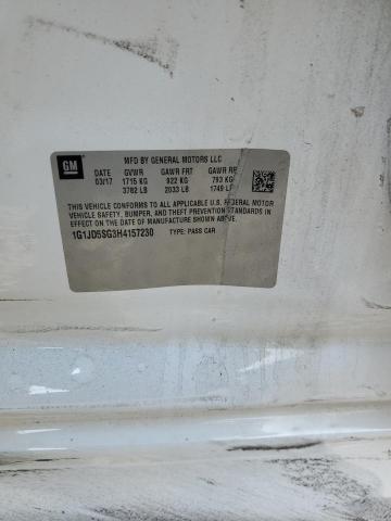 1G1JD5SG3H4157230 - 2017 CHEVROLET SONIC LT თეთრი ფოტო 12