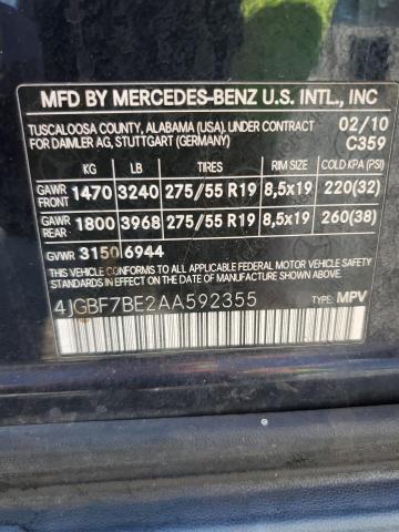 4JGBF7BE2AA592355 - 2010 MERCEDES-BENZ GL 450 4MATIC BLUE photo 13