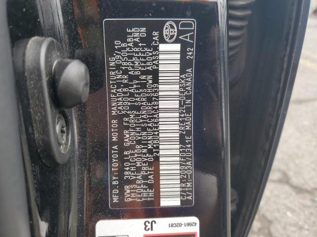 2T1BU4EE6AC487639 - 2010 TOYOTA COROLLA BASE Қара фото 12