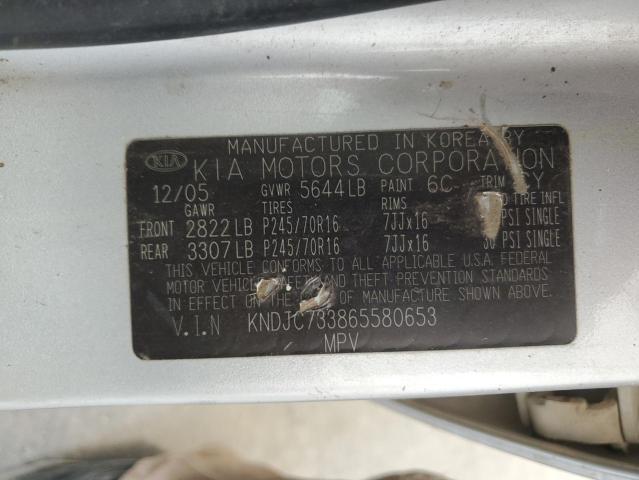 KNDJC733865580653 - 2006 KIA SORENTO EX ვერცხლისფერი ფოტო 13