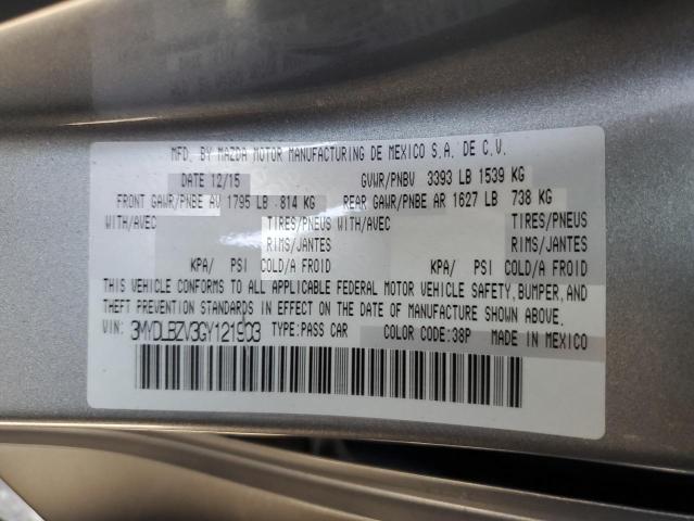 3MYDLBZV3GY121903 - 2016 TOYOTA SCION IA SILVER photo 12