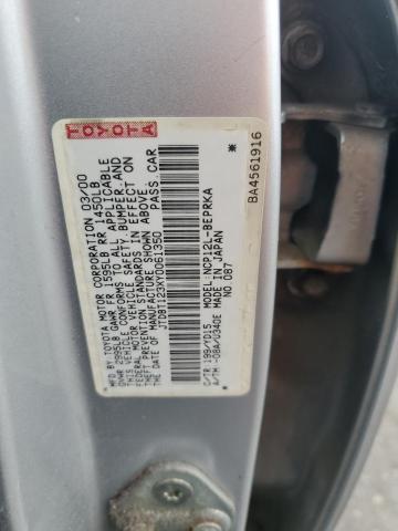 JTDBT123XY0061350 - 2000 TOYOTA ECHO SILVER photo 12