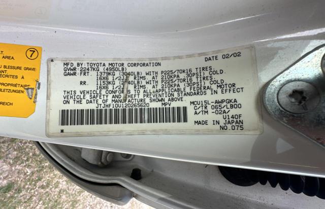 JTJHF10U120265620 - 2002 LEXUS RX 300 WHITE photo 10