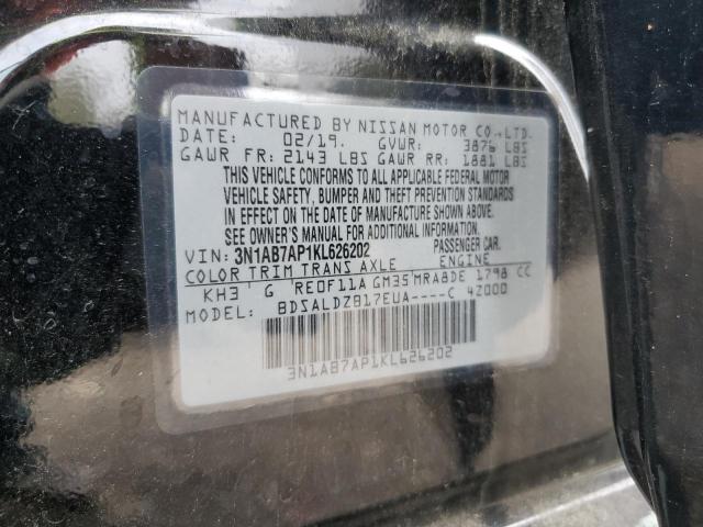 3N1AB7AP1KL626202 - 2019 NISSAN SENTRA S BLACK photo 13