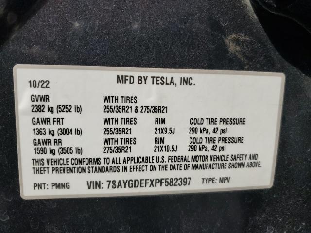 7SAYGDEFXPF582397 - 2023 TESLA MODEL Y Boz foto 14