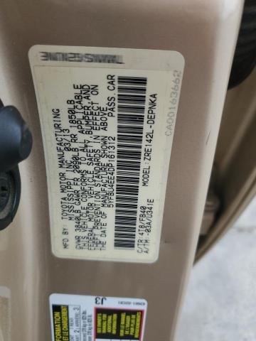 5YFBU4EE4DP161312 - 2013 TOYOTA COROLLA BASE თაფლისფერი ფოტო 13