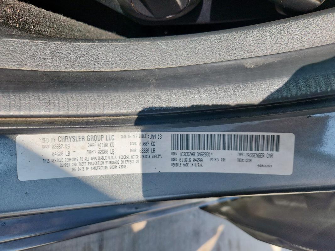 1C3CDZAB1DN628314 - 2013 DODGE AVENGER SE 灰色 照片 12