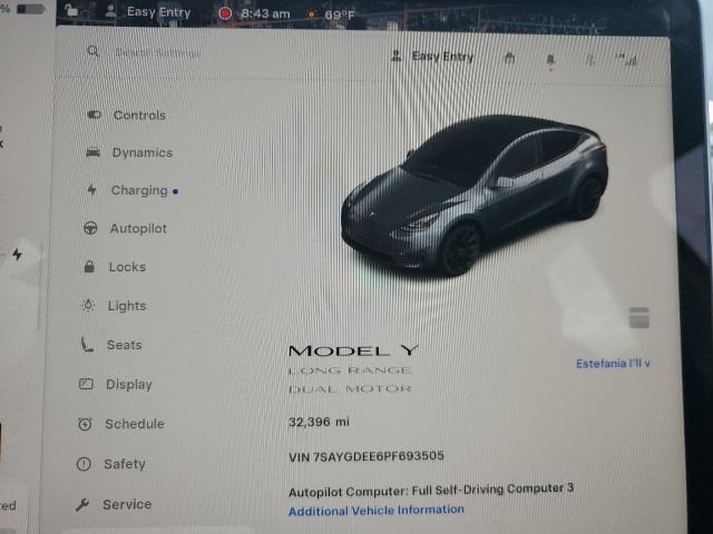 7SAYGDEE6PF693505 - 2023 TESLA MODEL Y Grafitowy zdjęcie 9