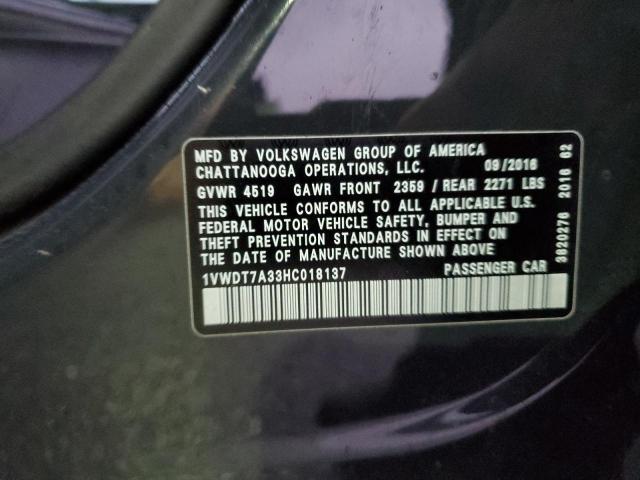1VWDT7A33HC018137 - 2017 VOLKSWAGEN PASSAT R-LINE Boz foto 12