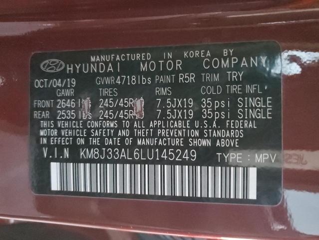 KM8J33AL6LU145249 - 2020 HYUNDAI TUCSON LIMITED BURGUNDY photo 13