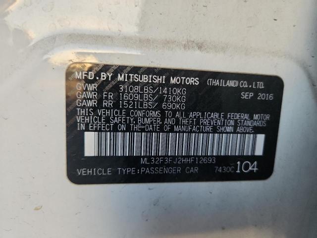 ML32F3FJ2HHF12693 - 2017 MITSUBISHI MIRAGE G4 ES WHITE photo 13