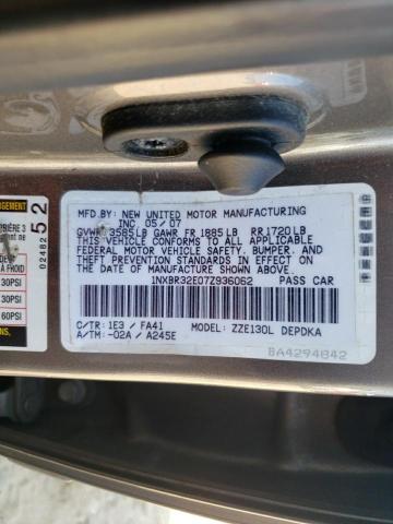 1NXBR32E07Z936062 - 2007 TOYOTA COROLLA CE 灰色 照片 12